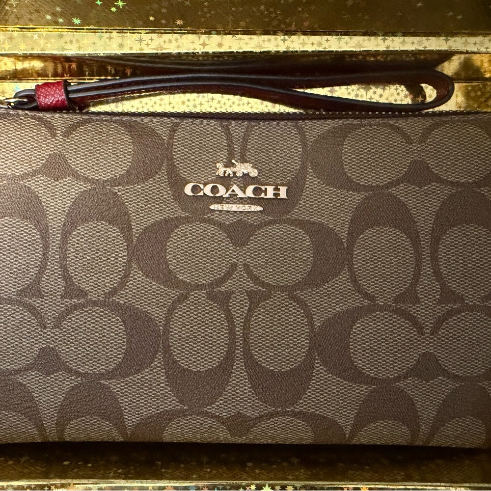 Coach Brown Signature Wristlet - Picture 3 of 5